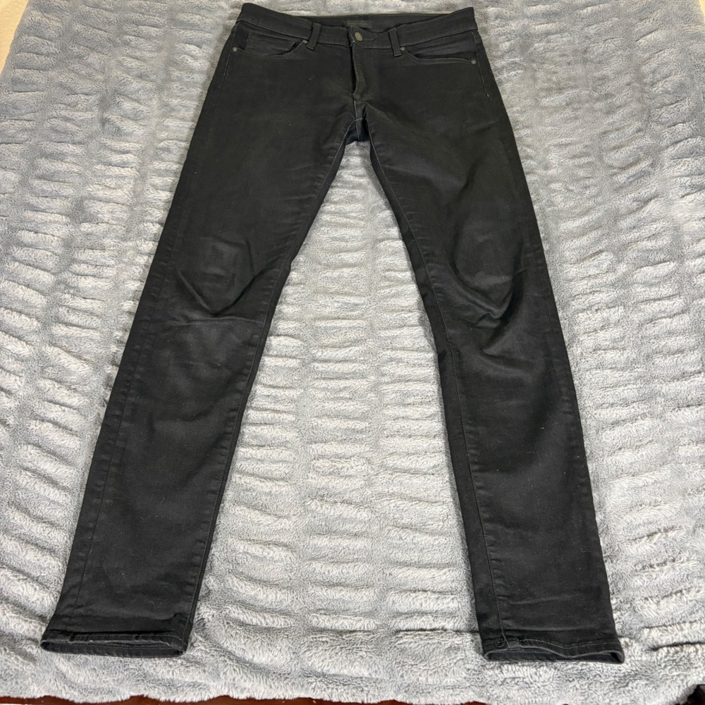 Uniqlo Jeans Mens 32x34 Black Ultra Stretch Skinny Tapered Low Rise 401513